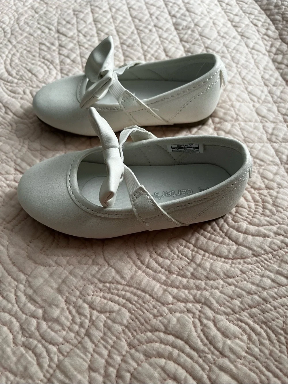 Carter's White Girls Bow Mary Jane Dress Shoes